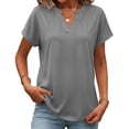thumbnail image 1 of Resicozy Womens Summer Tops Short Sleeve Basic Casual V Neck T Shirts Trendy Lightweight 2026 Gray L, 1 of 7