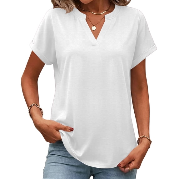 Resicozy Womens Summer Tops Short Sleeve Basic Casual V Neck T Shirts Trendy Lightweight 2026 White M