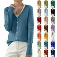 thumbnail image 1 of Resicozy Womens Sweaters Cardigan Dressy Button Down Cardigans Sweater Lightweight Long Sleeve Crewneck Knit Solid Color Tops Beige S, 1 of 5