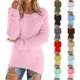 thumbnail image 1 of Resicozy Womens Sweaters Warm Long Sleeve Crew Neck Fall Pullovers 2025 Winter Fashion Lightweight Pullover Hot Pink 2XL, 1 of 7