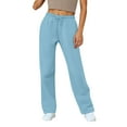 thumbnail image 1 of Resicozy Womens Sweatpants 2025 Fall Baggy Wide Leg Sweatpant Drawstring Straight Leg Sweat Pants with Pockets Light Blue XL, 1 of 8