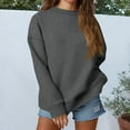 thumbnail image 1 of Resicozy Womens Sweatshirts Oversized Crewneck Plain Pullover Hoodies Trendy Cute Long Sleeve Drop Shoulder Sweater Tops Dark Gray XL, 1 of 5
