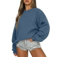 thumbnail image 1 of Resicozy Womens Sweatshirts Oversized Crewneck Y2K Hoodies Fall Fashion 2025 Solid Color Clothes Cute Winter Pullover Sweater Blue XL, 1 of 6