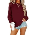 thumbnail image 1 of Resicozy Womens Sweatshirts Oversized Plain Crewneck Pullover Hoodies Trendy Cute Long Sleeve Drop Shoulder Sweater Tops Wine S, 1 of 6