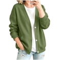 thumbnail image 1 of Resicozy Womens V-Neck Button Down Cardigan Sweatshirt Oversized Long Sleeve Open Front Loose Fit Jacket with Pockets Army Green M, 1 of 8