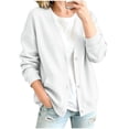 thumbnail image 1 of Resicozy Womens V-Neck Button Down Cardigan Sweatshirt Oversized Long Sleeve Open Front Loose Fit Jacket with Pockets White L, 1 of 8