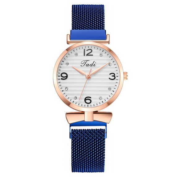 Resicozy Womens Vintage Watch Dainty Stainless Steel Mesh Quartz Watch Soft Adjustable Resistance and Lightweight for Daily Wear Blue