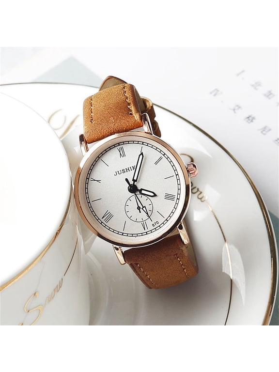 Womens Watch Quartz Waterproof Ladies Wrist Watches with Leather Strap Coffee