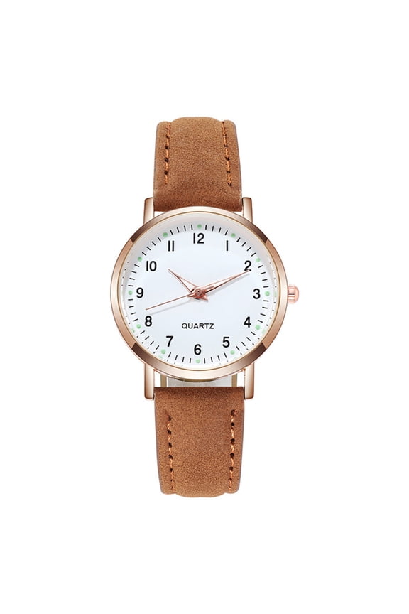 Womens Watches Classic Quartz Watches with Leather Watch Vintage Small Face Round Watches Birthday Gift for Ladies Brown