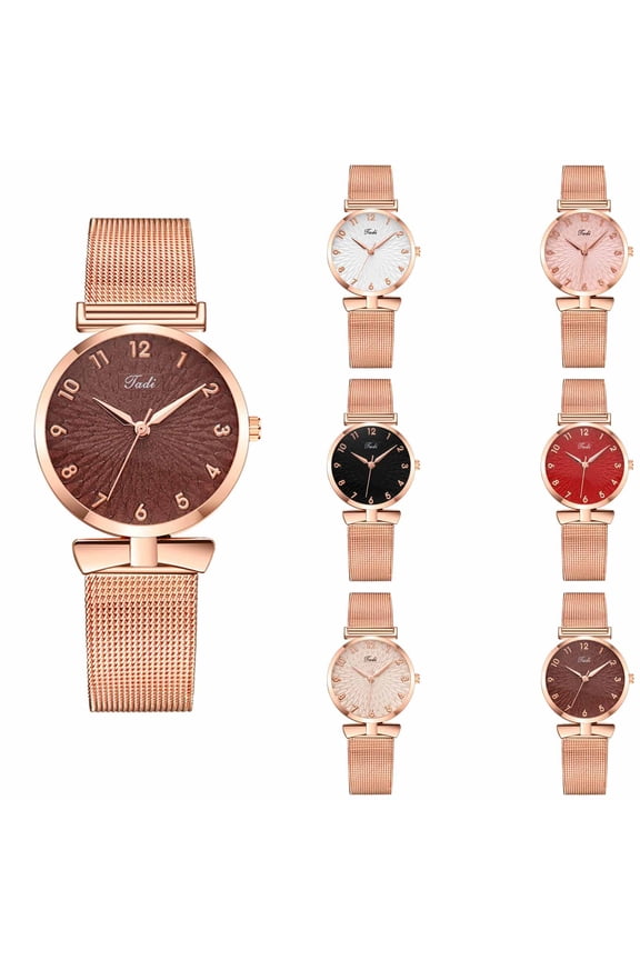 Womens Watches with Solid Mesh Strap and Round Dial for Casual Work Travel Black