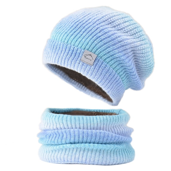 Resicozy Womens Winter Beanie Hat Scarf Set Fleece Lined Warm Ski Soft Adjustable Neck Gaiter Thick Knit Versatile Winter Wear Blue