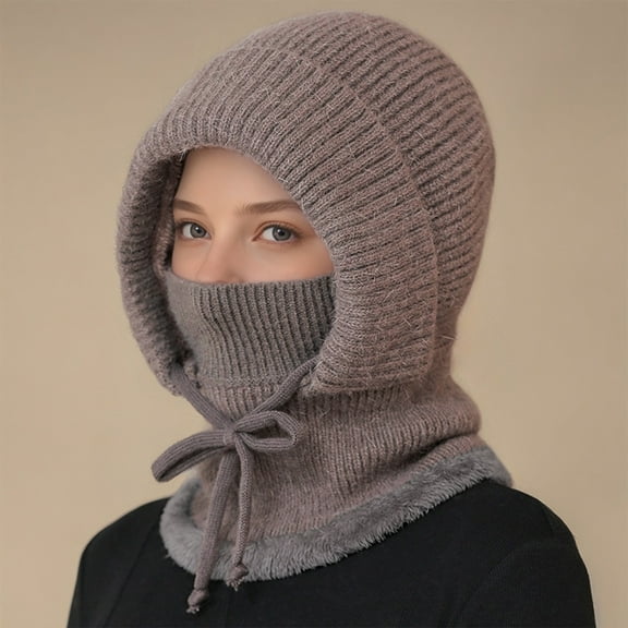 Resicozy Womens Winter Hat with Scarf Knit Hat 2025 Fashion Solid Color Winter Scarf Set Snow Caps Light Gray 13.5 In