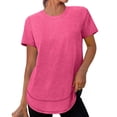 thumbnail image 1 of Resicozy Womens Workout Tops Short Sleeve Crewneck Sports Yoga Running Shirts 2026 Casual Solid Color Shirt Hot Pink L, 1 of 8