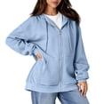 thumbnail image 1 of Resicozy Womens Zip Up Hoodies 2026 Long Sleeve Fall Winter Oversized Sweatshirts Zipper Oversized Cute Jackets with Pocket Sky Blue S, 1 of 4