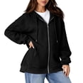 thumbnail image 1 of Resicozy Womens Zip Up Hoodies 2026 Long Sleeve Fall Winter Oversized Sweatshirts Zipper Oversized Cute Jackets with Pockets Black 3XL, 1 of 4