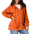 thumbnail image 1 of Resicozy Womens Zip Up Hoodies 2026 Long Sleeve Fall Winter Oversized Sweatshirts Zipper Oversized Cute Jackets with Pockets Saffron 2XL, 1 of 4