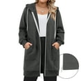 thumbnail image 1 of Resicozy Womens Zip Up Long Hoodies with Two Way Zipper Fashion Oversized Tunic Sweatshirts Long Sleeve Jackets with Pockets Dark Gray 2XL, 1 of 5