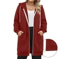 thumbnail image 1 of Resicozy Womens Zip Up Long Hoodies with Two Way Zipper Fashion Oversized Tunic Sweatshirts Long Sleeve Jackets with Pockets Wine M, 1 of 5