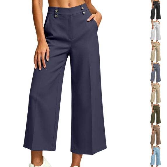 Resicozy Work Pants Women High Waisted Wide Leg Palazzo Trousers Office ...