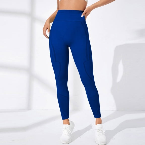 Resicozy Workout Leggings for Women Seamless Butt Lifting Leggings High Waisted Gym Solid Color Yoga Pants 2025 Royal Blue S