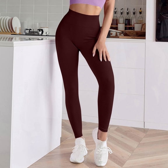 Resicozy Workout Leggings for Women Seamless Butt Lifting Leggings High Waisted Gym Solid Yoga Pants 2025 Coffee L