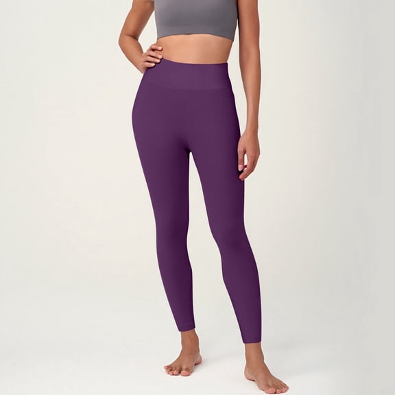 Resicozy Workout Leggings for Women Seamless Butt Lifting Leggings High Waisted Gym Solid Yoga Pants Dark Purple M