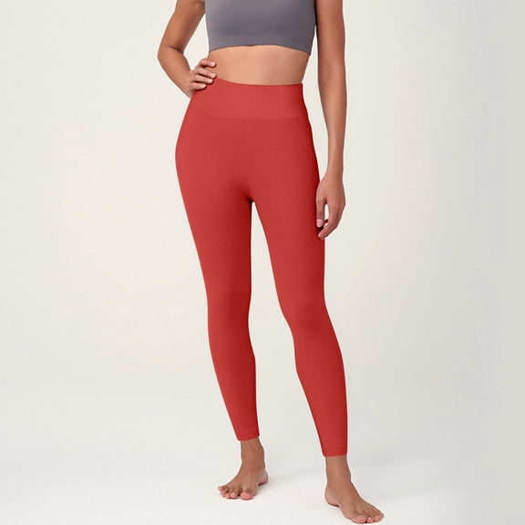 Resicozy Workout Leggings for Women Seamless Butt Lifting Leggings High Waisted Gym Solid Yoga Pants Deep Red M