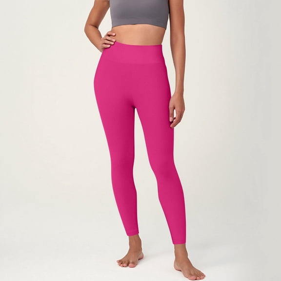 Resicozy Workout Leggings for Women Seamless Butt Lifting Leggings High Waisted Gym Solid Yoga Pants Hot Pink L
