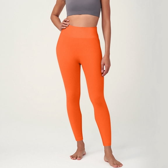 Resicozy Workout Leggings for Women Seamless Butt Lifting Leggings High Waisted Gym Solid Yoga Pants Orange XL