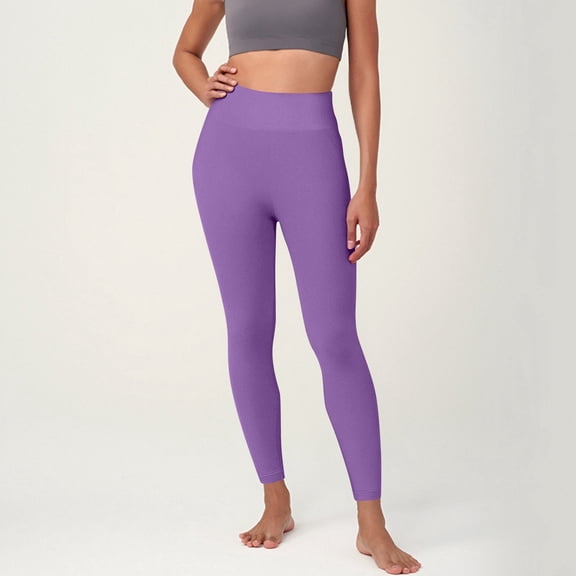 Resicozy Workout Leggings for Women Seamless Butt Lifting Leggings High Waisted Gym Solid Yoga Pants Purple M