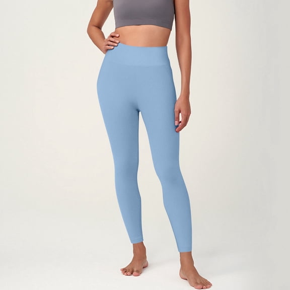 Resicozy Workout Leggings for Women Seamless Butt Lifting Leggings High Waisted Gym Solid Yoga Pants Sky Blue M