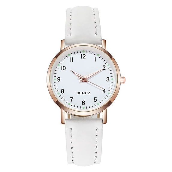 Resicozy Wrist Watches for Women Casual Fashion Solid Color Quartz Watch Ladies with PU Leather White