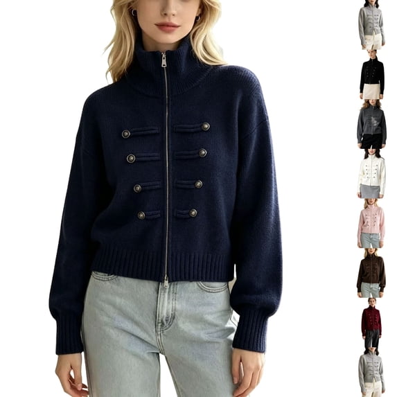 Resicozy Zip Up Jacket Sweater for Women Ribbed Knit Mock Neck Cardigan ...