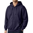 thumbnail image 1 of Resicozy Zip Up Hoodie Men Long Sleeve Solid Color Plain Hooded Sweatshirts Casual Fall Spring Track Jackets with Pockets Navy M, 1 of 7
