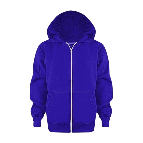 Resicozy Zip Up Hoodie Uniform Boys Girls Zipper Sweatshirt Oversized Y2K Fall Hooded Jackets Clothes with Pockets 3-12 Years Dark Blue 140