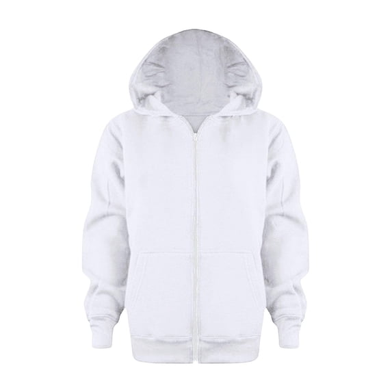 Resicozy Zip Up Hoodie Uniform Boys Girls Zipper Sweatshirt Oversized Y2K Fall Hooded Jackets Clothes with Pockets 3-12 Years White 150