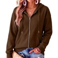 thumbnail image 1 of Resicozy Zip Up Hoodies for Women Fall Winter Casual Sweatshirts Zipper Oversized Lightweight Cute Jackets with Pockets 2026 Brown M, 1 of 4