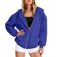 thumbnail image 1 of Resicozy Zip Up Hoodies for Women Y2K Sweatshirt Casual Long Sleeve Hoodies Oversized Fall Spring Winter Jacket with Pockets Royal Blue 2XL, 1 of 5