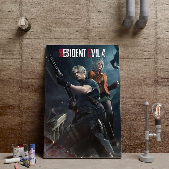 Resident Evil 4 Game Poster Leon and Ashley Horror Action Wall Art 8x12 UNFRAMED