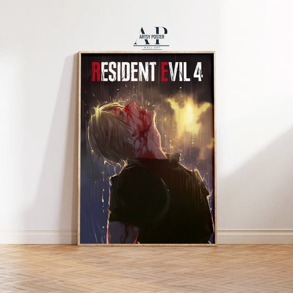 Resident Evil 4 Leon Kennedy Dark Poster Video Game Wall Art Decor 8x12 UNFRAMED