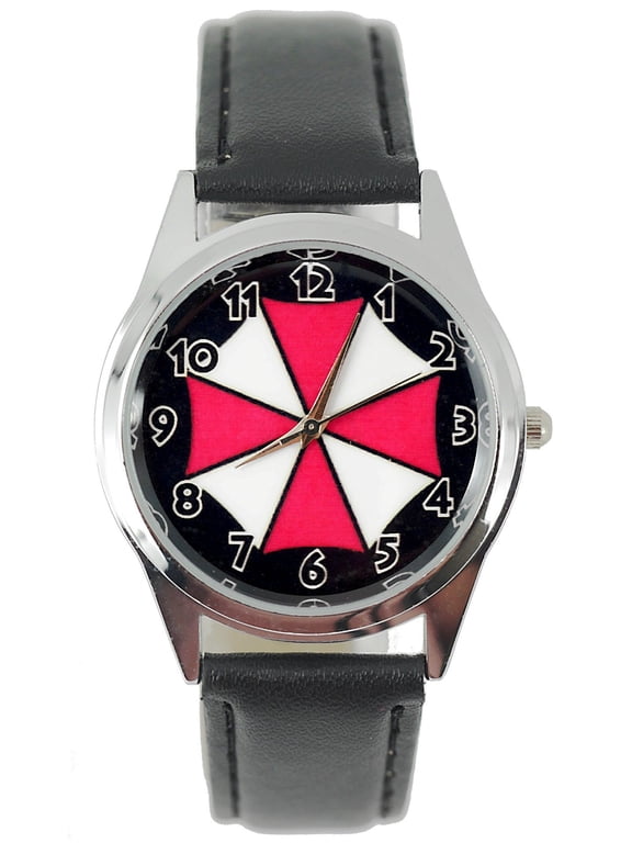Resident Evil Logo Black Leather Band Wrist Watch