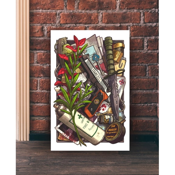 Resident Evil Survival Items Collage Poster Resident Evil Wall Art Decor 12x18 UNFRAMED