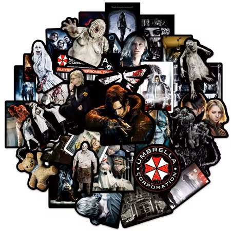 Resident Evil Themed Set of 50 Assorted Stickers Decal Set