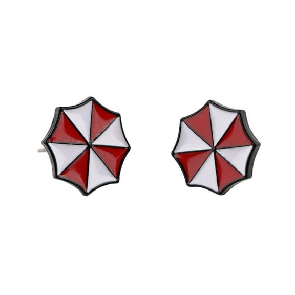 Resident Evil Umbrella Corp Logo Enamel Metal Stud Earrings