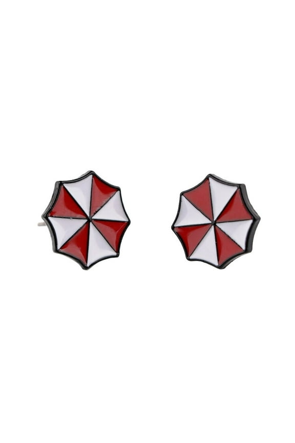 Umbrella Corp Logo Enamel Metal Stud Earrings