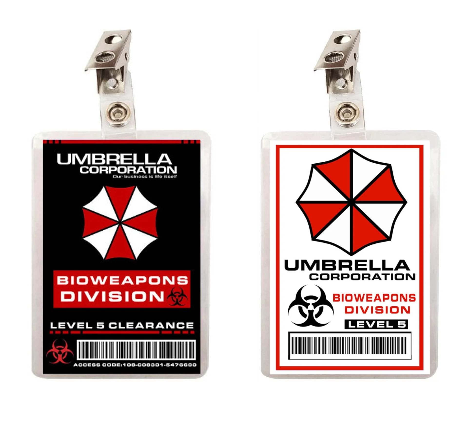 Resident Evil Umbrella Corporation Bioweapons Division ID Set of 2 ID Badges
