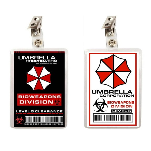 Resident Evil Umbrella Corporation Bioweapons Division ID Set of 2 ID Badges