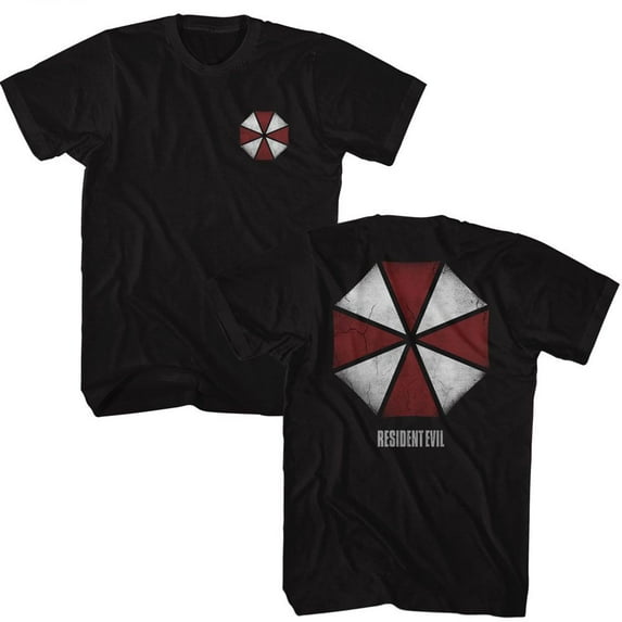 Resident Evil Umbrella Front Back Black Adult T Shirt
