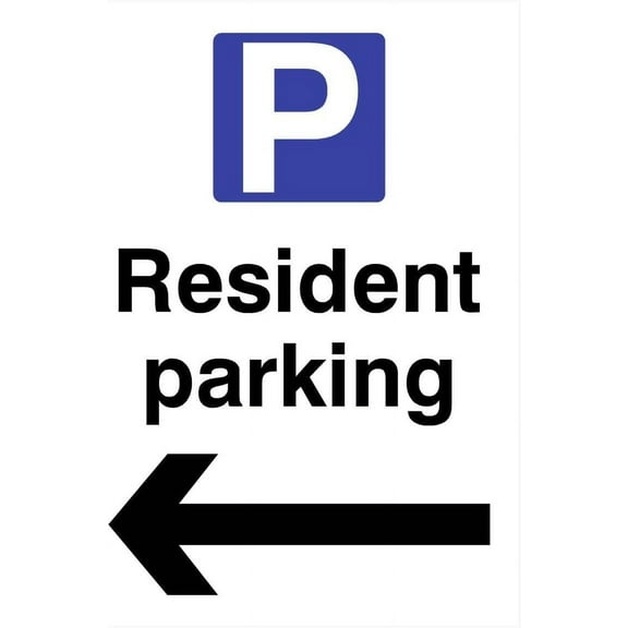 Resident Parking Left Arrow P Sign Parking Signs & Permits Metal Sign Tin Sign 8x12 Inch - Caution Safety Warning Security Signs Indoor & Outdoor Signs for Home, Office, Work