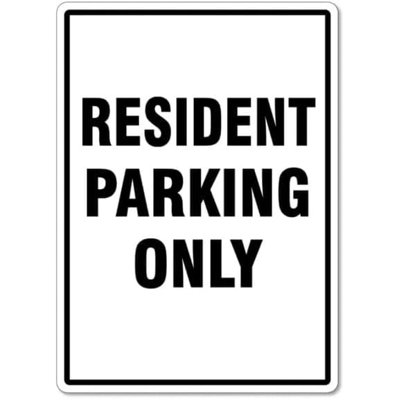 Resident Parking Only Sign (ii) Metal Sign 8 x 12 Inches – Clear Signage for Walls, Fences